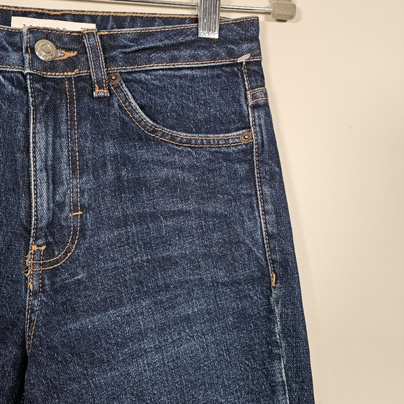 Topshop Raw Hem straight Leg High Rise Jeans in Indigo Size 26 - Picture 8 of 15